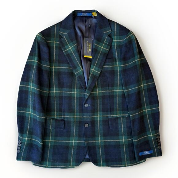 Polo Ralph Lauren Blazer 40R Multicolor Tartan Plaid Wool Blend Sportscoat NWT